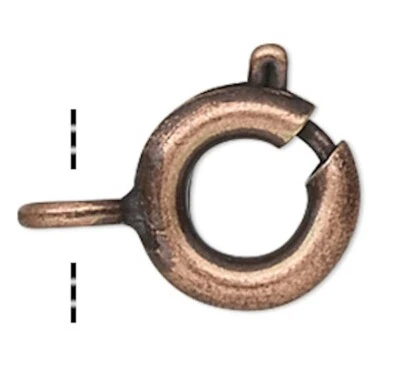 100 Antiqued Copper Plated Brass 6mm Spring Ring Clasps - Image 1 of 2