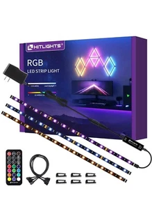 Hitlights LED Strip Lights 3 Pcs 1.64FT RGB Small LED Light Strips Kit Dimmable - Picture 1 of 7