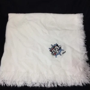 Red Calliope Mickey Mouse Minnie White Blanket Sailor Disney Fringe Nautical - Picture 1 of 6