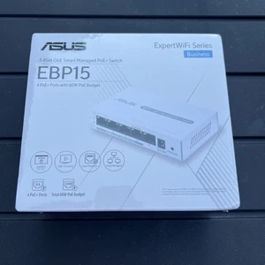 ASUS ExpertWiFi EBP15 5-Port GbE Smart Managed PoE+ Switch - White Sealed - Picture 1 of 3