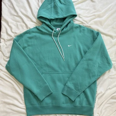 Moletom com capuz Nike Lab Solo Swoosh Tiffany azul-petróleo $100 tamanho grande CV0552-393 - Imagem 1 de 4