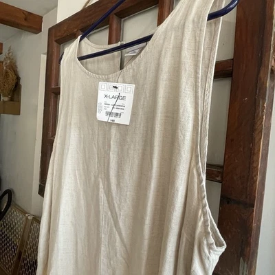 Liz Claiborne FLAX Knee Length XXL Sleeveless Linen Cotton Neutral Tan Beige - Image 1 of 4