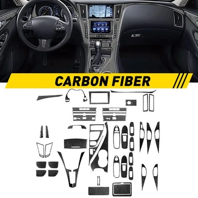 1 JUEGO de adornos de cubierta estilo fibra de carbono para Infiniti Q50 Q60 2014 15-2019 2020 Foto 1 de 4