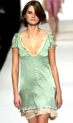 Nuevo Vestido de Cóctel Marc Jacobs 2004 Vintage Pasarela Verde Seda Volantes EE. UU. 4 Foto 1 de 4