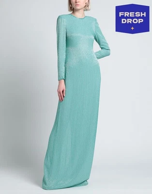Vestido Maxi Columna ELISABETTA FRANCHI IT40 US4 UK8 S Verde Forrado con Cuentas PVP €1099 Foto 1 de 4