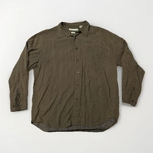Robert Stock Long Sleeve Button Down Shirt Size L Striped Pattern Brown - Picture 1 of 11