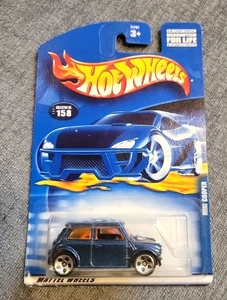 Hot Wheels 2000 Mini Cooper Blu #158 - Rara Vintage su Carta - Mattel - Foto 1 di 6