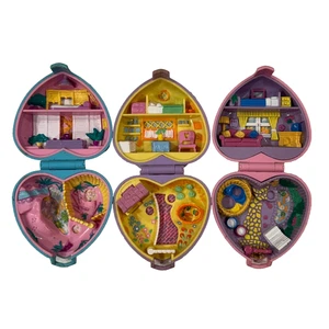 Polly Pocket Heart Compacts 1993 lotto di 3 giocattoli Bluebird vintage senza figurine - Foto 1 di 8