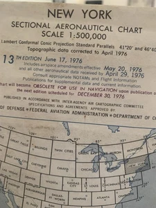 Vintage New York Sectional Aeronautical Chart 1:500,000 13th Edition 1976 - Picture 1 of 11