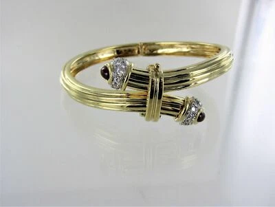 14KT YELLOW GOLD BANGLE WITH DIAMONDS AND RUBIES 3" 016592801 - Image 1 of 4