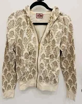 Juicy Couture Limited Edition Hoodie Sweatshirt Top Zip Front - Cream - Image 1 of 4