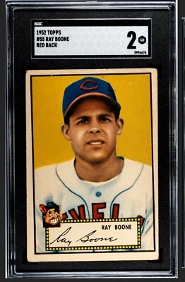 RAY BOONE 1952 Topps Baseball Vintage - Red Back #55 (New Label) SGC 2 - Image 1 of 2