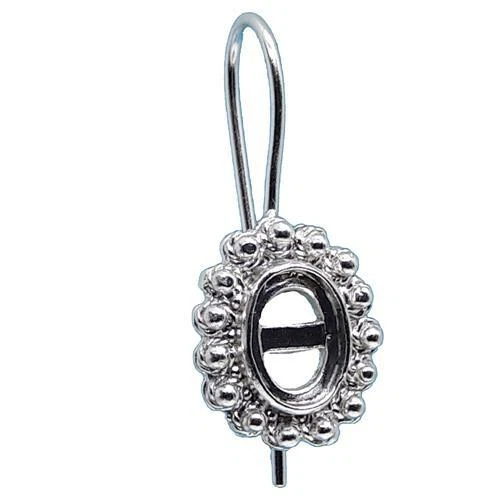 Coralli di Sardegna Base Orecchino Filigrana Sarda Argento Pallini Castone 6x8mm - Immagine 1 di 1