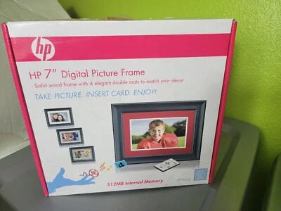 HP 7" NEW Digital Solid Wood Digital Picture Frame Remote df780b2 2GB Memory NEW - Image 1 of 4