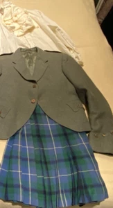 Mid 20th c Ancient Douglas Highland Kilt Outfit -Jacket Kilt Plaid & Shirt/Jabot - Picture 1 of 22