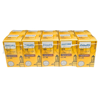 (10 PCS) Philips H4 OEM Factory Light Bulbs Globes 12V 55W 12342C1  P43t-38 - Image 1 of 4