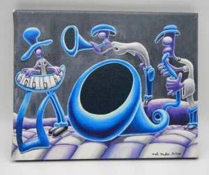 Jazz Blues Band Painting Purple and Blue #16/250 8x10 Melvin McGee SIGNED - Picture 1 of 10