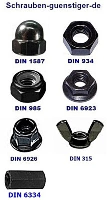 Muttern Edelstahl A2 Schwarz  M1,6 M2 M3 M4 M5 M6 M8 M10 M12 SCHWARZE Muttern 👍 - Bild 1 von 2