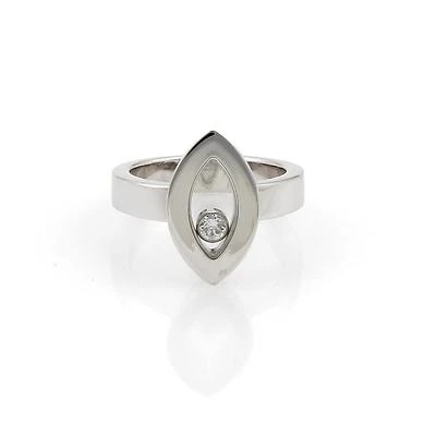 Chopard Happy Diamond 黄金戒指 18k 白色马奎斯形尺寸 5.5 带证书 — 第 1/4 张图片