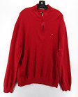 Tommy Hilfiger Sweater Men Xxl Red Pullover 1 4 Zip Flag Logo Mock Neck Preppy