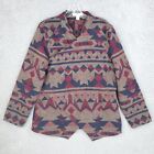 Vintage America Blues Sweater Wrap Women's Xl Long Sleeve Aztec Tribal Maroon 