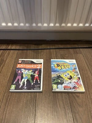 Nintendo Wii Disc Bundle Just Dance 2 & Spongbob Boating Bash - Image 1 of 4