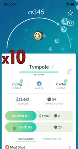 10x Tympole Pokemon Bundle !! Good Chance of Lucky and Good IVs !! Go - Bild 1 von 1