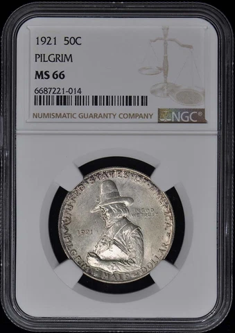 PILGRIM 1921 Silver Commemorative 50C NGC MS66 Cover