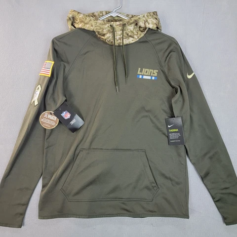 Detroit Lions NFL Salute To Service Nike Hoodie Sweatshirt Womens Medium Green Cover