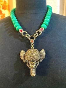 HEIDI DAUS Imperial Elefant grün Kristall akzentuiert. Halskette CRITTER CRAZE MUST! - Bild 1 von 7