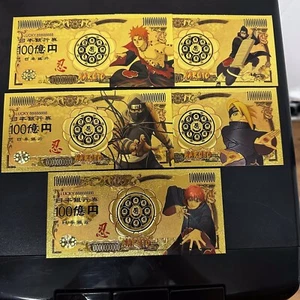 Juego de billetes Naruto Akatsuki chapados en lámina de oro de 24k de anime coleccionable - Imagen 1 de 7