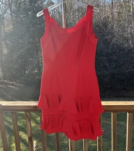 VTG Y2K BILL BLASS Silk Red Cocktail dress Ruffle Sleeveless Women’s Size 10 - Picture 1 of 24
