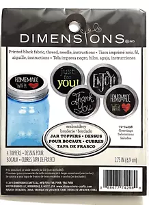 DIMENSIONS COUNTED X STITCH GREETINGS PK of 4 MASON JAR TOPPERS STANDARD or WIDE - Picture 1 of 2