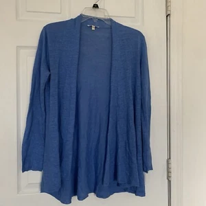 Eileen Fisher Cardigan Womens Xs 100% Linen Open Front Cardigan Cornflower Blue - Picture 1 of 6