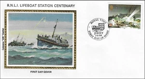 Lifeboat Elizabeth Rippon 1949 R.N.L.B. Coastguard Jersey Colorano Silk FDC 1984 - Picture 1 of 1
