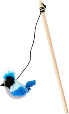 ETHICAL PRODUCTS Spot Pet Songbird Singing Bluejay Catnip String Wand Teaser Cat Toy Bird Pry