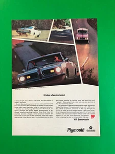 1967 PLYMOUTH BARRACUDA 67 ORIGINAL VINTAGE PRINT AD ADVERTISEMENT PRINTED - Picture 1 of 1