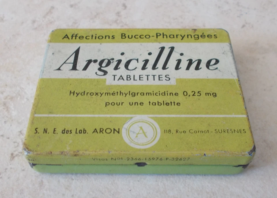 Ancienne Boite métal ARGICILLINE Médicament Pharmacie Gorge France vert - Photo 1/4