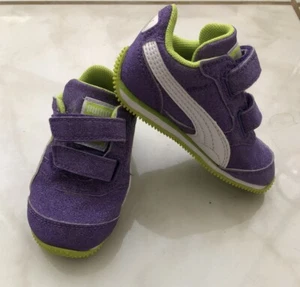Puma Steeple Glitz Glam Sneakers Infant Toddler Sz 4 Purple Glitter Neon Green - Picture 1 of 10