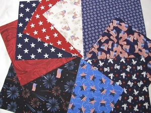 Patchwork Layer Cake Fabric~(36-10” Sqs) “Patriotic #1” Quilt Tops,Crafts,Sewing - Picture 1 of 6