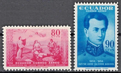 ECUADOR:1954 SC#C270-C271 MH 150 aniversario. del nacimiento del Capitán. Abdon Cal AL1011 Foto 1 de 2