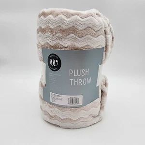 Wayland Square Plush Throw Blanket 50" X 60" Comfort White Beige - Picture 1 of 4
