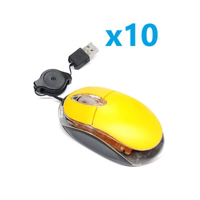 Nuevo Ultra Compacto Cable Retráctil USB Ratón Óptico para Portátiles CCTV Lote 10 Foto 1 de 4