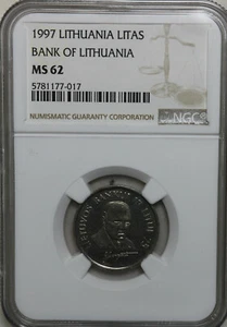 Lithuania 1 Litas 1997 UNC NGC MS62 - Picture 1 of 3