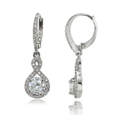 Sterling Silver Cubic Zirconia Infinity Dangle Leverback Earrings - Image 1 of 4