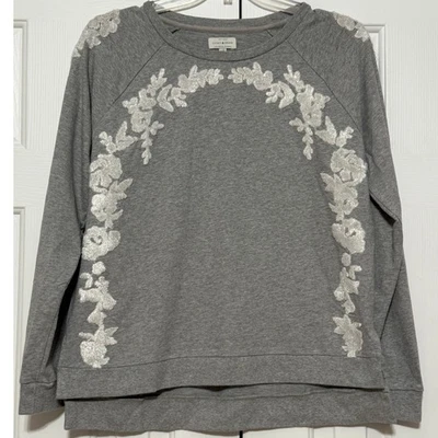 Sudadera para mujer Lucky Brand bordada manga larga cuello redondo, talla L Foto 1 de 4
