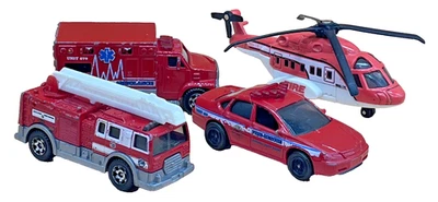 Matchbox MB679 Rescue Bundle Ambulance Helicopter Fire Chopper MBX Toy Lot - Image 1 of 4