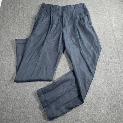 Vintage Brooks Brothers Men's 100% Linen Pleated & Cuffed Pants Black 32x30 - Image 1 of 4