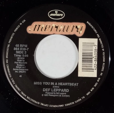 DEF LEPPARD: Miss You In A Heartbeat / Make Love Like A Man MERCURY 45 RPM Foto 1 de 2