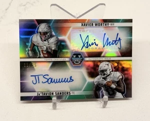 2023 XAVIER WORTHY Ja'TAVION SANDERS #'d /25 Bowman Best U Chrome DUAL AUTO SP - Picture 1 of 3